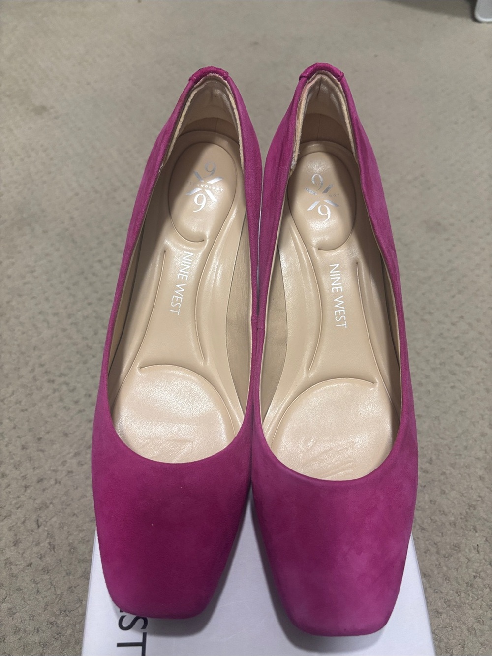 Nine West Pink Suede Square-Toe Pumps